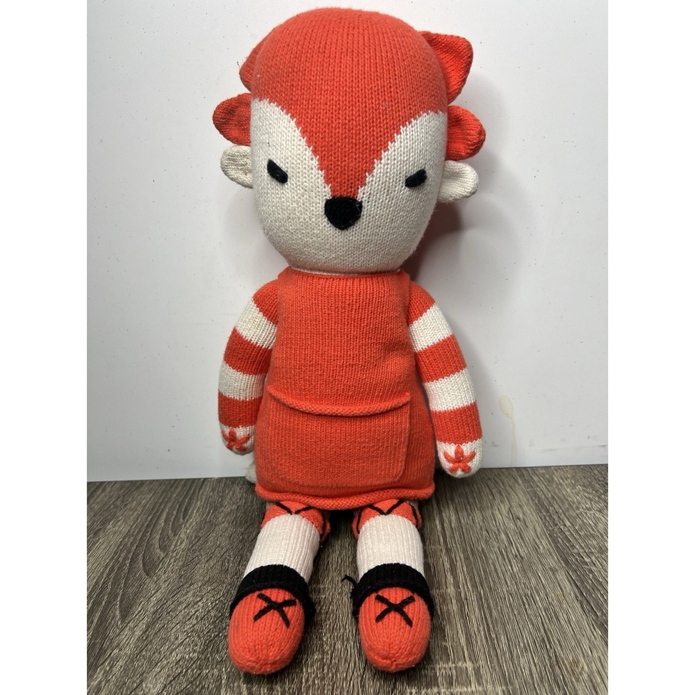 Cuddoll Fox Knit Plush Handmade Organic Cotton Stuffed Animal Reg 20" Stay Wild - Picture 9 of 13